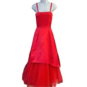 Vintage  Aunt Joan Red Tulle Ballgown Prom Glamour Regencycore Old Hollywood